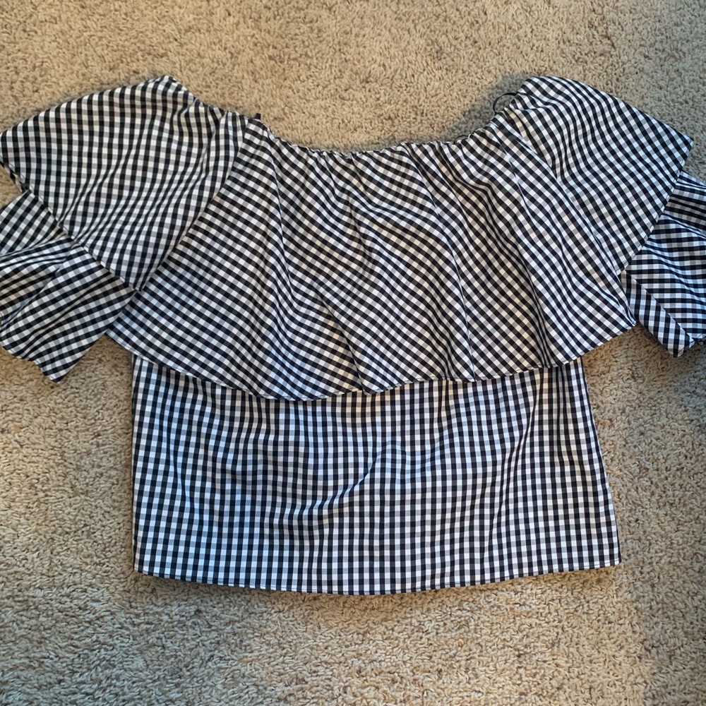 WAYF Gracie Off The Shoulder Gingham Top - Picture 6 of 7